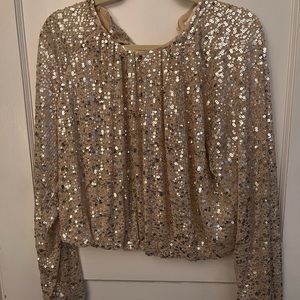 NWOT H&M Champagne/Ivory Size XL Sequin Shirt